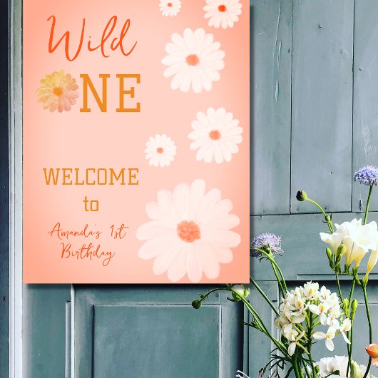 Daisy Wild One First 1e Birthday Girl Floral Perfect Poster