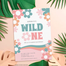 Daisy Wild One Meisje 1e Verjaardagsuitnodiging