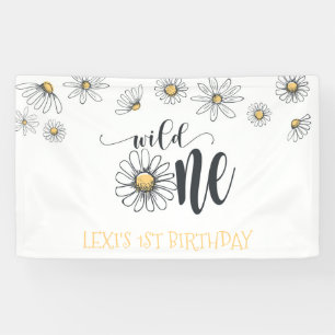 Daisy Wild One Party Banner - White