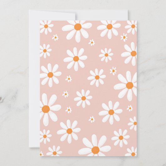 Daisy Wild One Uitnodiging Meisje 1e Verjaardag Ui (Achterkant)