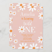Daisy Wild One Uitnodiging Meisje 1e Verjaardag Ui (Voorkant / Achterkant)