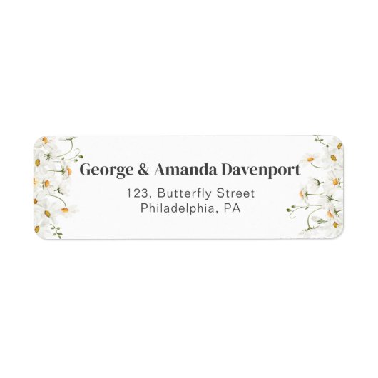 Daisy Wildbloemen Terug-adreslabel Etiket (Voorkant)