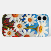 Daisy wilde bloem boho wit en blauw Case-Mate iPhone case (Achterkant (horizontaal))