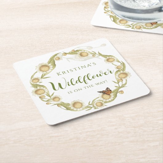 Daisy Wildflower Baby in het Baby shower Bloom Kartonnen Onderzetters (Schuin)