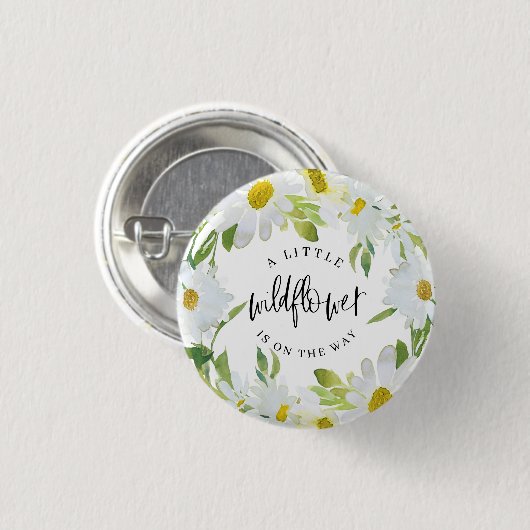 Daisy Wildflower Baby shower Zomerbloesem Ronde Button 3,2 Cm (Voorkant /achterkant)