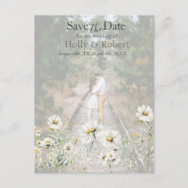 Daisy Wildflower Bewaar de datum Foto QR-code Briefkaart