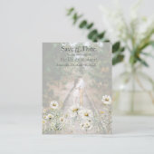 Daisy Wildflower Bewaar de datum Foto QR-code Briefkaart (Staand voorkant)