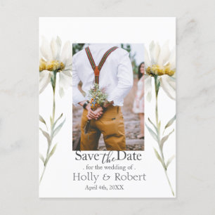 Daisy Wildflower Bewaar de datum Foto QR-code Briefkaart