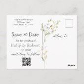Daisy Wildflower Bewaar de datum Foto QR-code Briefkaart (Achterkant)