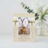 Daisy Wildflower Bewaar de datum Foto QR-code Briefkaart (Staand voorkant)