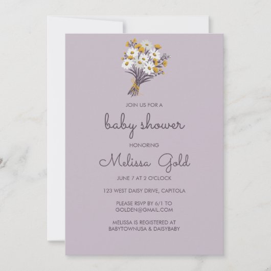 Daisy Wildflower Boeket BABY SHOWER CUSTOM Kaart (Voorkant)