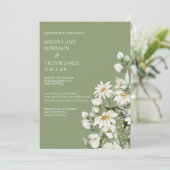Daisy Wildflower Boho Wedding Invitation Kaart (Staand voorkant)