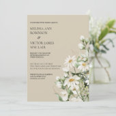 Daisy Wildflower Boho Wedding Invitation Kaart (Staand voorkant)