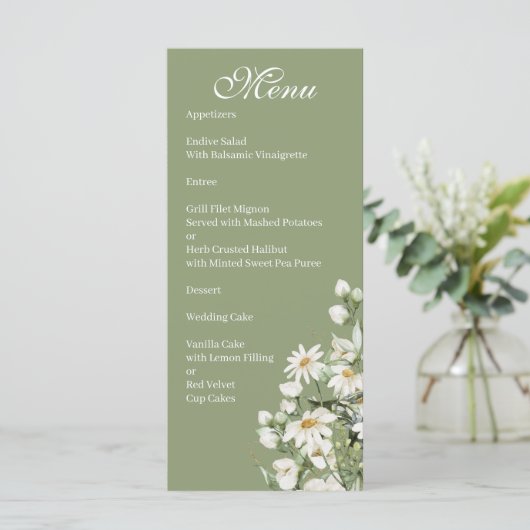 Daisy Wildflower Boho Wedding Menu (Staand voorkant)