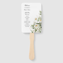 Daisy Wildflower Boho Wedding Program Hand Fan Handwaaier