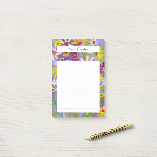 Daisy Wildflower Bouquet CUSTOM Waterverf Notitieb Post-it® Notes (Op bureau)