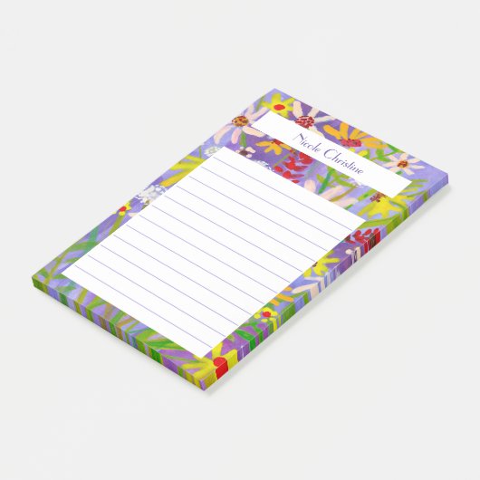 Daisy Wildflower Bouquet CUSTOM Waterverf Notitieb Post-it® Notes (Schuin)