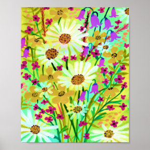 Daisy Wildflower Bouquet Painting Yellow Art Poster