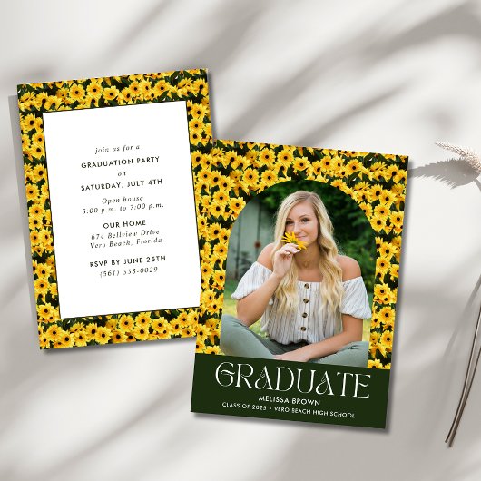 Daisy Wildflower Foto High School Afstuderen Aankondiging