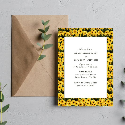 Daisy Wildflower Foto High School Afstuderen Aankondiging