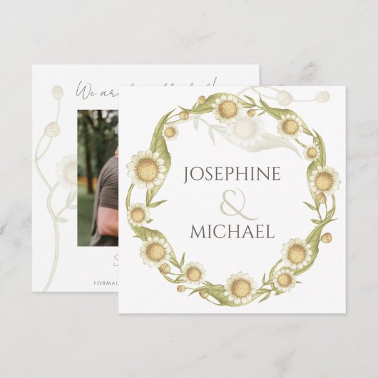 Daisy Wildflower Foto sparen de Datum aankondiging (Voorkant / Achterkant)