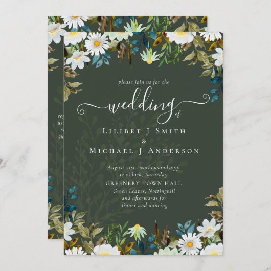 Daisy Wildflower Greenery Wedding (Voorkant / Achterkant)