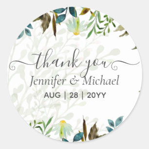 Daisy Wildflower Greenery Wedding Ronde Sticker