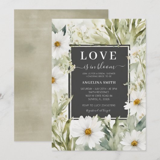 Daisy Wildflower Love is in Bloom Vrijgezellenfees Kaart (Voorkant / Achterkant)