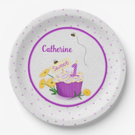 Daisy Wildflower Meisje 1e Verjaardag Papier Bord