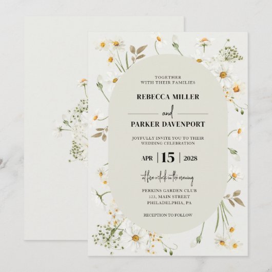 Daisy Wildflower modern Weddenschap Kaart (Voorkant / Achterkant)