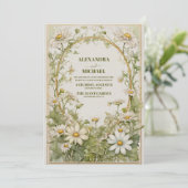 Daisy Wildflower moderne bruiloft Kaart (Staand voorkant)