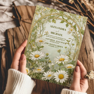 Daisy Wildflower moderne bruiloft Kaart