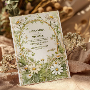 Daisy Wildflower moderne bruiloft Kaart