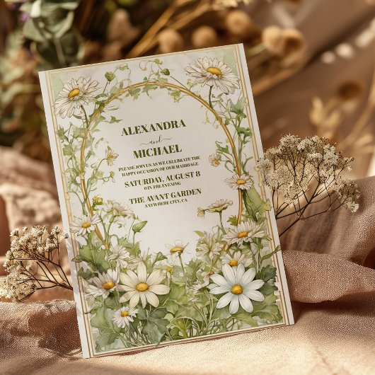 Daisy Wildflower moderne bruiloft Kaart