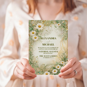 Daisy Wildflower moderne bruiloft Kaart