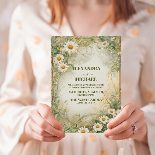 Daisy Wildflower moderne bruiloft Kaart