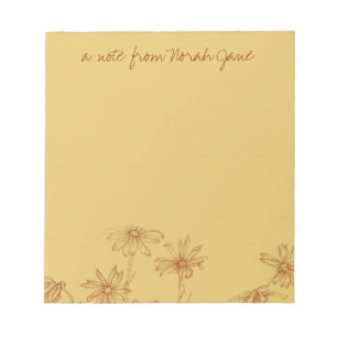 Daisy Wildflower Sepia Ink Drawing Personalized Notitieblok
