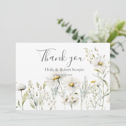 Daisy Wildflower Wedding Bedankt (Staand voorkant)