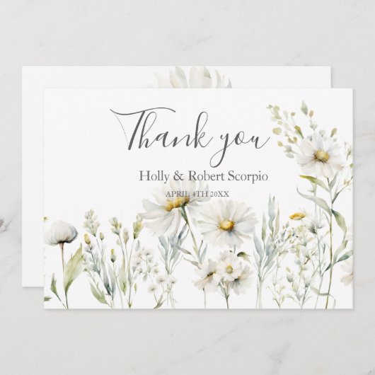 Daisy Wildflower Wedding Bedankt (Voorkant / Achterkant)