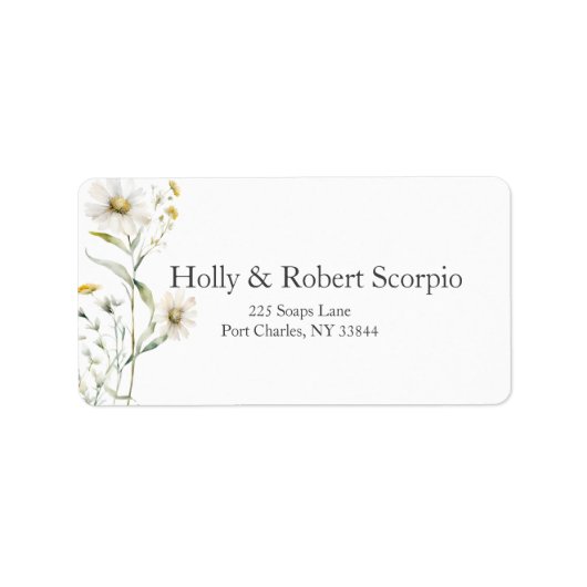 Daisy Wildflower Wedding Etiket (Voorkant)