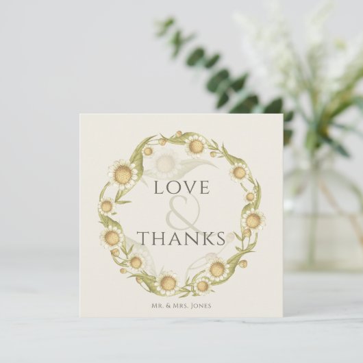 Daisy Wildflower Wedding Flat Dank je wel Bedankkaart (Staand voorkant)