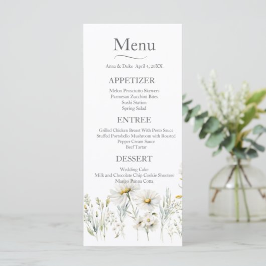 Daisy Wildflower Wedding Menu (Staand voorkant)
