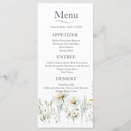 Daisy Wildflower Wedding Menu (Voorkant)