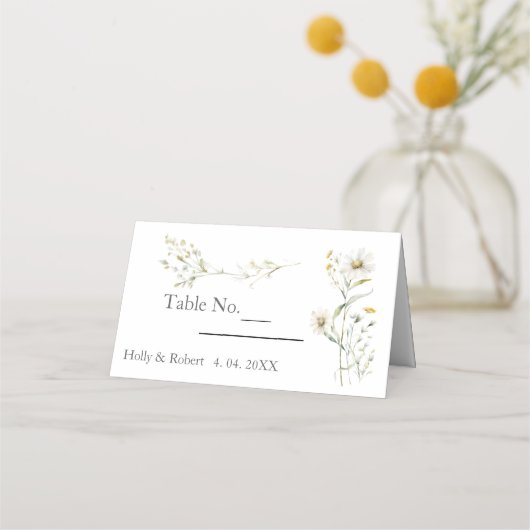 Daisy Wildflower Wedding Plaatskaartje (Voorkant)