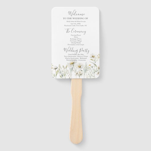 Daisy Wildflower Wedding Program Handwaaier (Voorkant)