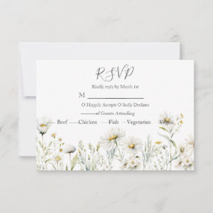 Daisy Wildflower Wedding RSVP Kaartje