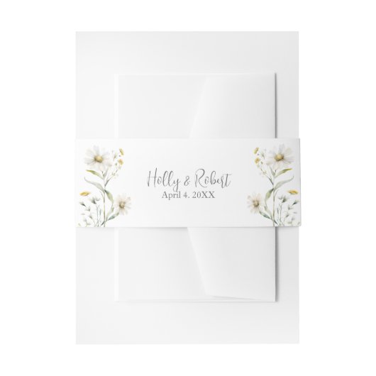 Daisy Wildflower Wedding Uitnodigingen Wikkel (Voorkant Voorbeeld)