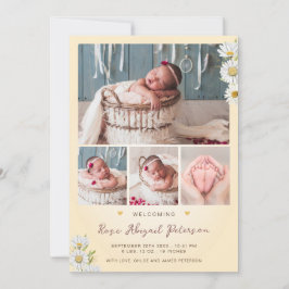 Daisy Wildflower Welcoming Newborn Baby Girl Birth Aankondiging