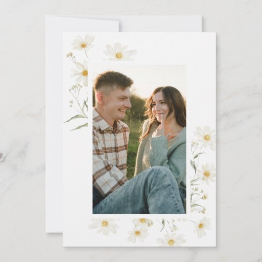 Daisy Wildflower Witte Boho Foto Save The Date (Achterkant)