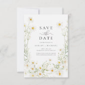 Daisy Wildflower Witte Boho Minimalistisch Save The Date (Voorkant)